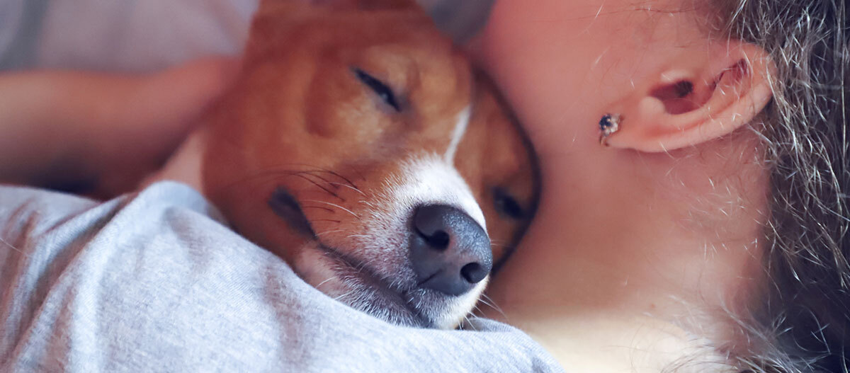 Ratgeber-Hund-Zooanthroponose-kusche_1200×527l Ein Mädchen kuschelt mit ihrem Hund.