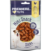 PREMIERE Mini Snack Sticks Hundesnack mit Huhn und Reis, 70g, weiche Belohnung für Hunde